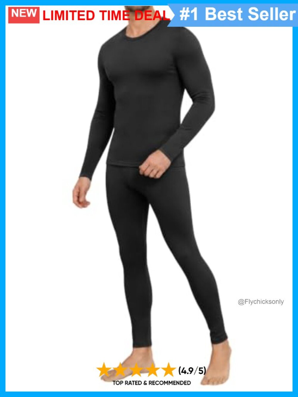 Men's Thermal Underwear Set Fleece Lined Long Johns Base Layer